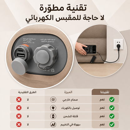 سرير هوائي مزدوج بمضخة مدمجة – نفخ وتفريغ بزر واحد، يتحمل حتى 300 كجم، مقاس 200×150×40 سم